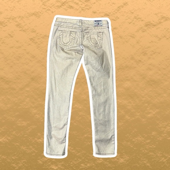 True Religion ‘Skinny Plum’ Skinny Jeans in “Gold Fishnet Scales Print” Size 29 - Picture 11 of 15